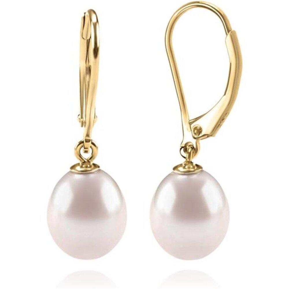Handpicked Quality Freshwater Cultured Pearl Earrings Leverback Dangle Stud